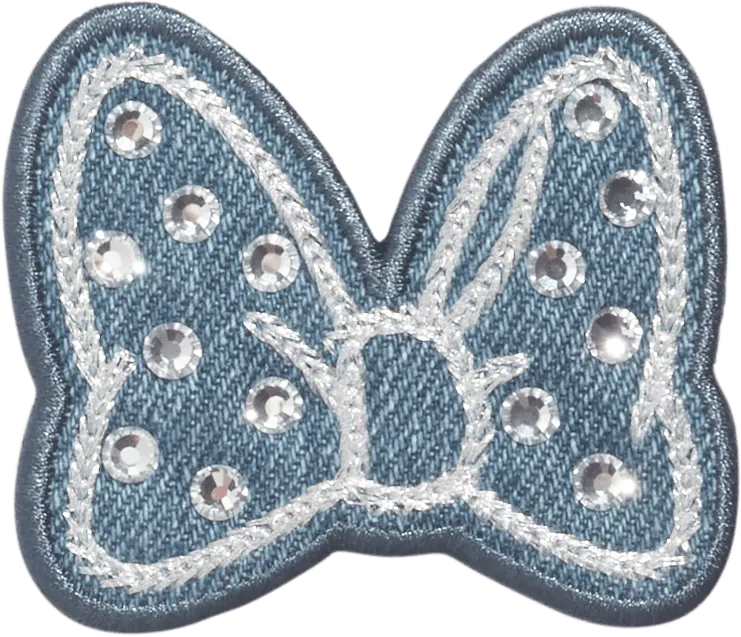 Denim Minnie Mouse Bow with Crystals Patch