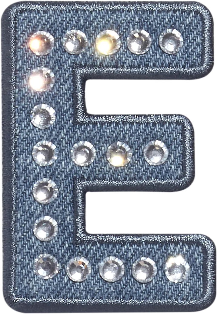 Denim Rhinestone Letter Patch