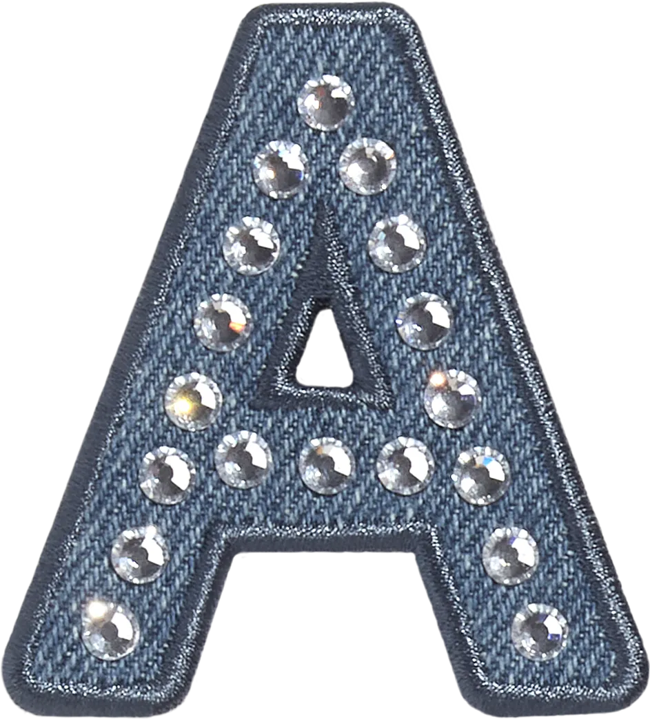 Denim Rhinestone Letter Patch