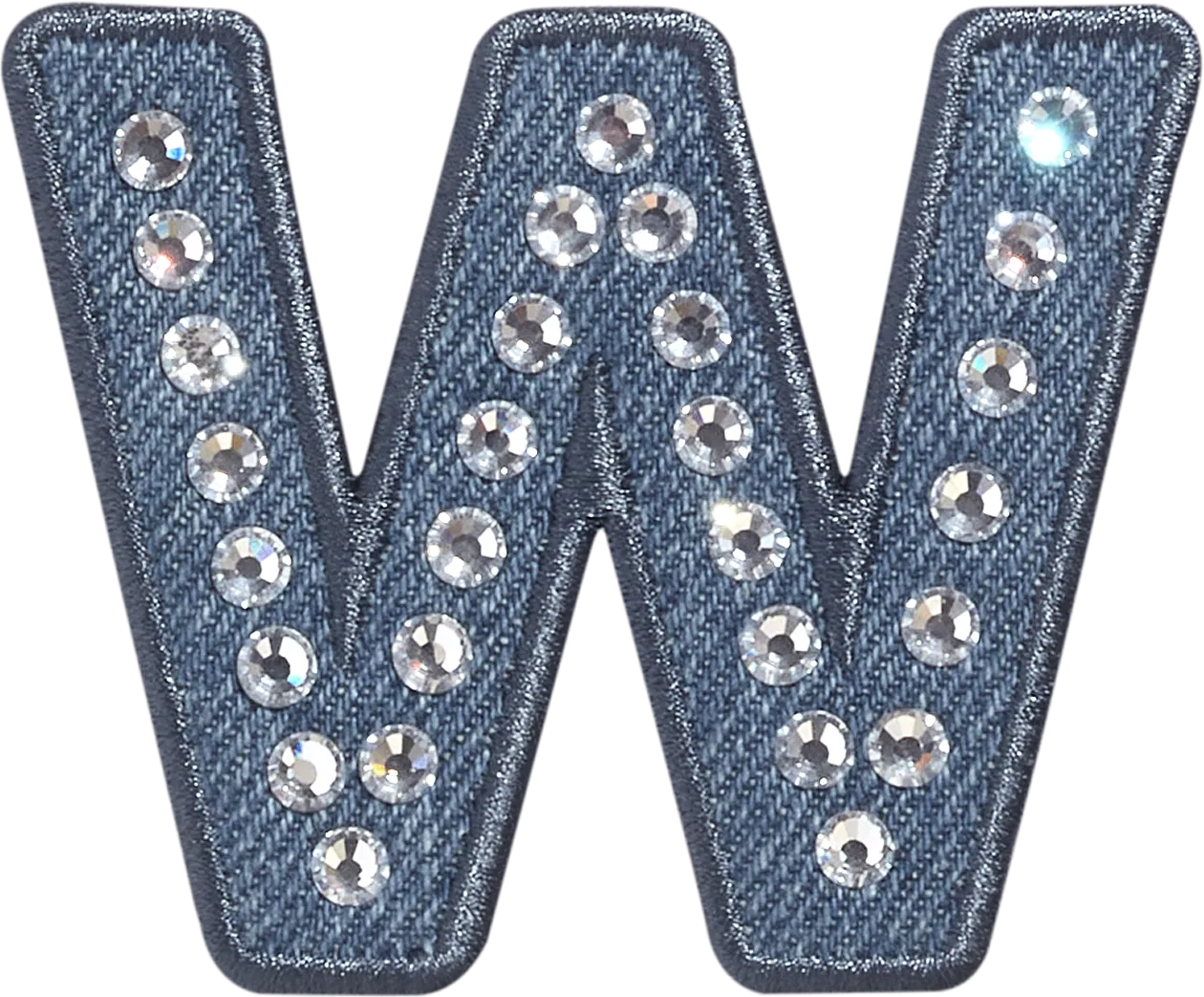 Denim Rhinestone Letter Patch