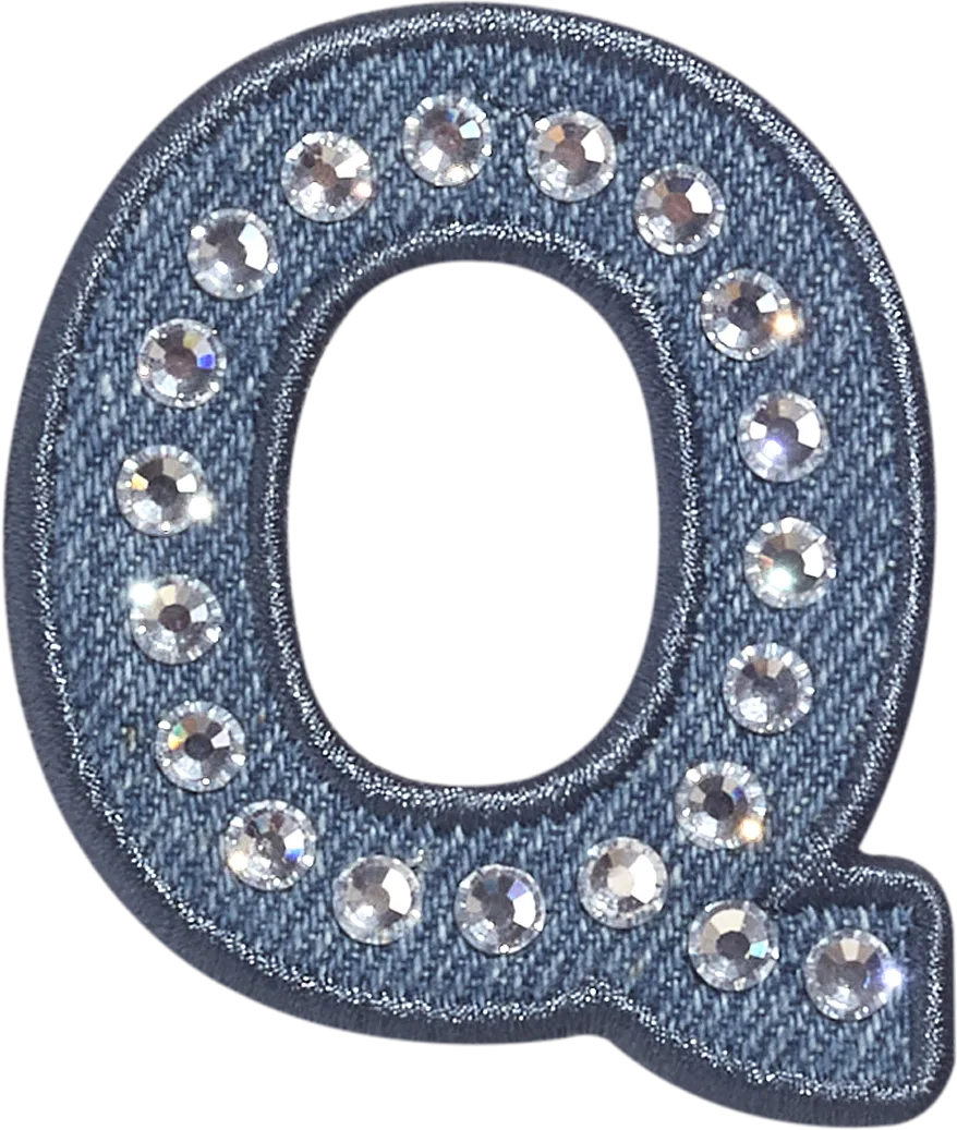 Denim Rhinestone Letter Patch