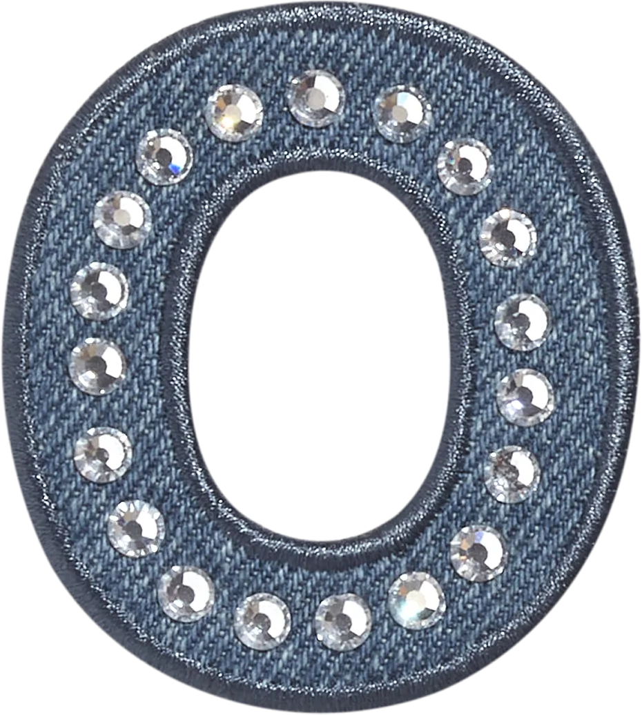 Denim Rhinestone Letter Patch