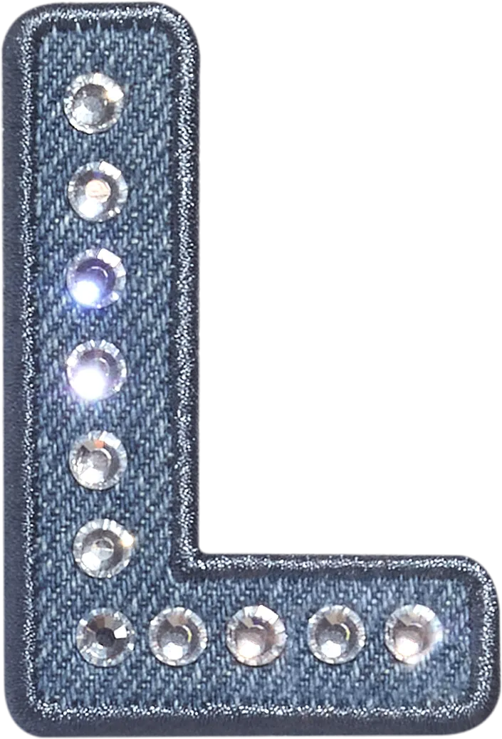 Denim Rhinestone Letter Patch