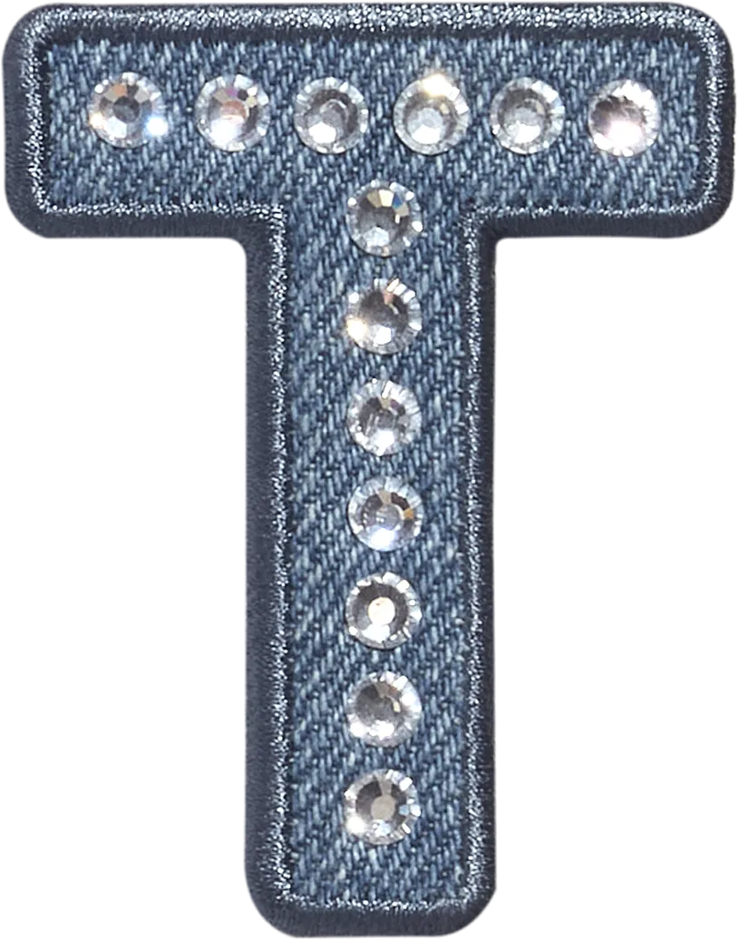 Denim Rhinestone Letter Patch