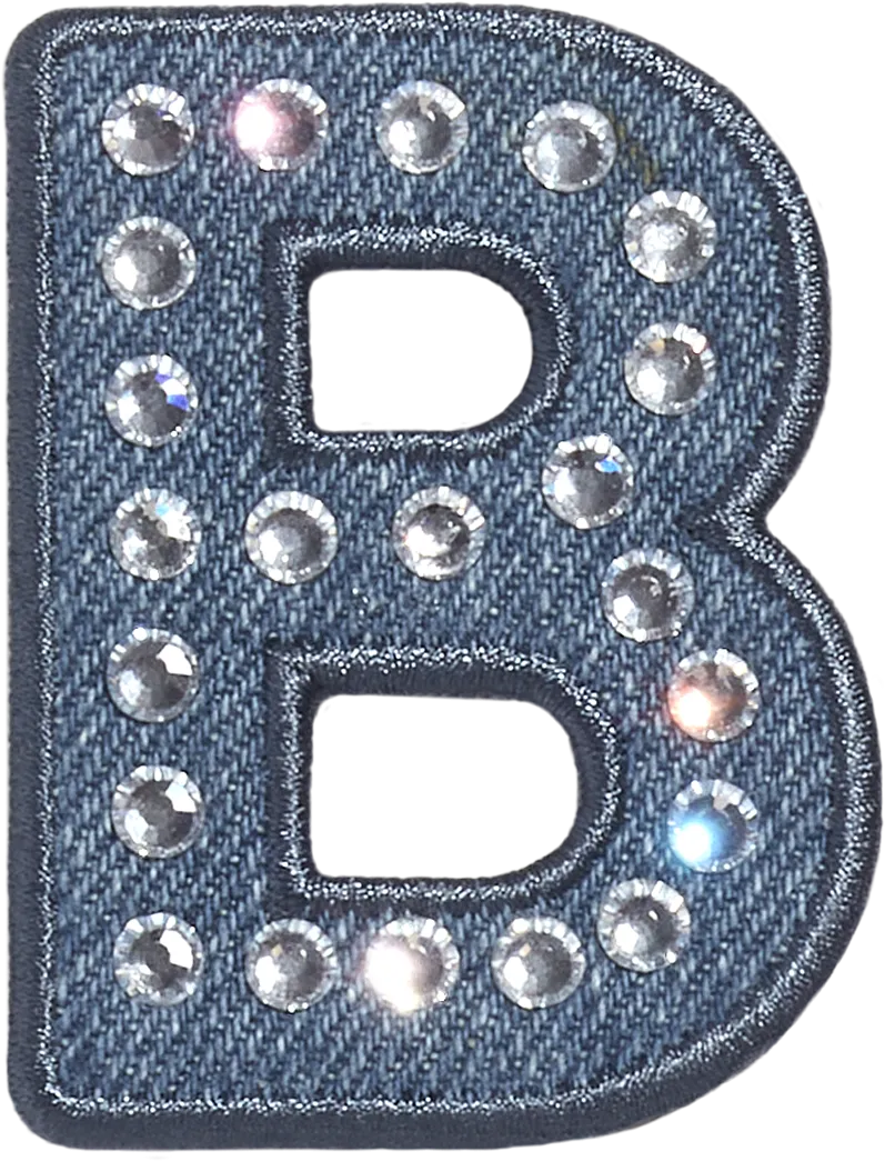 Denim Rhinestone Letter Patch
