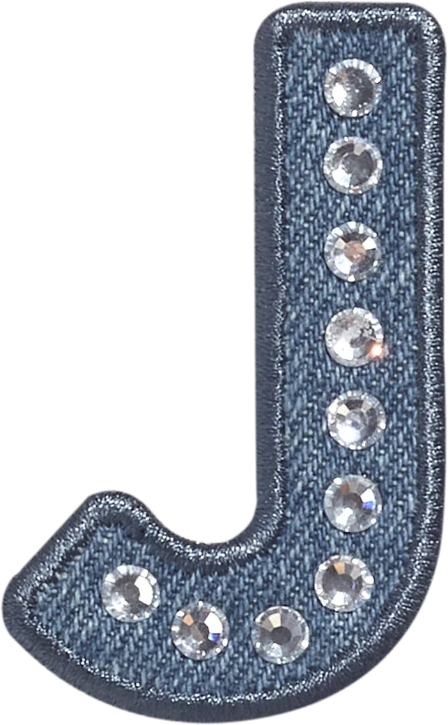 Denim Rhinestone Letter Patch