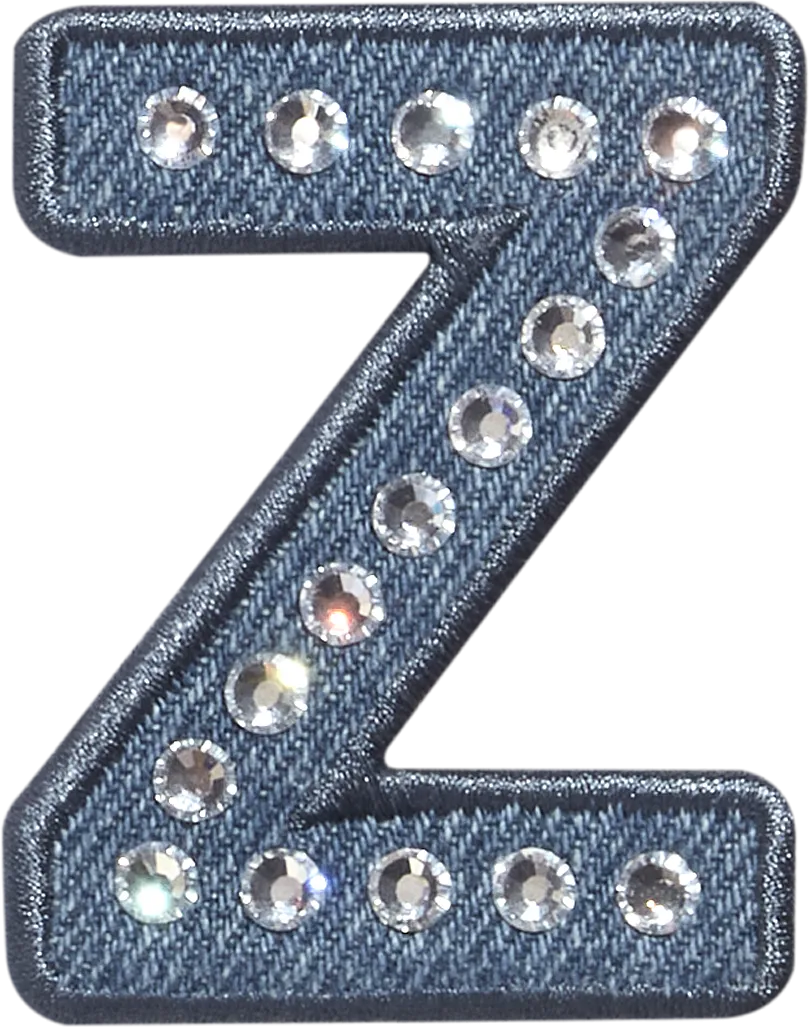 Denim Rhinestone Letter Patch