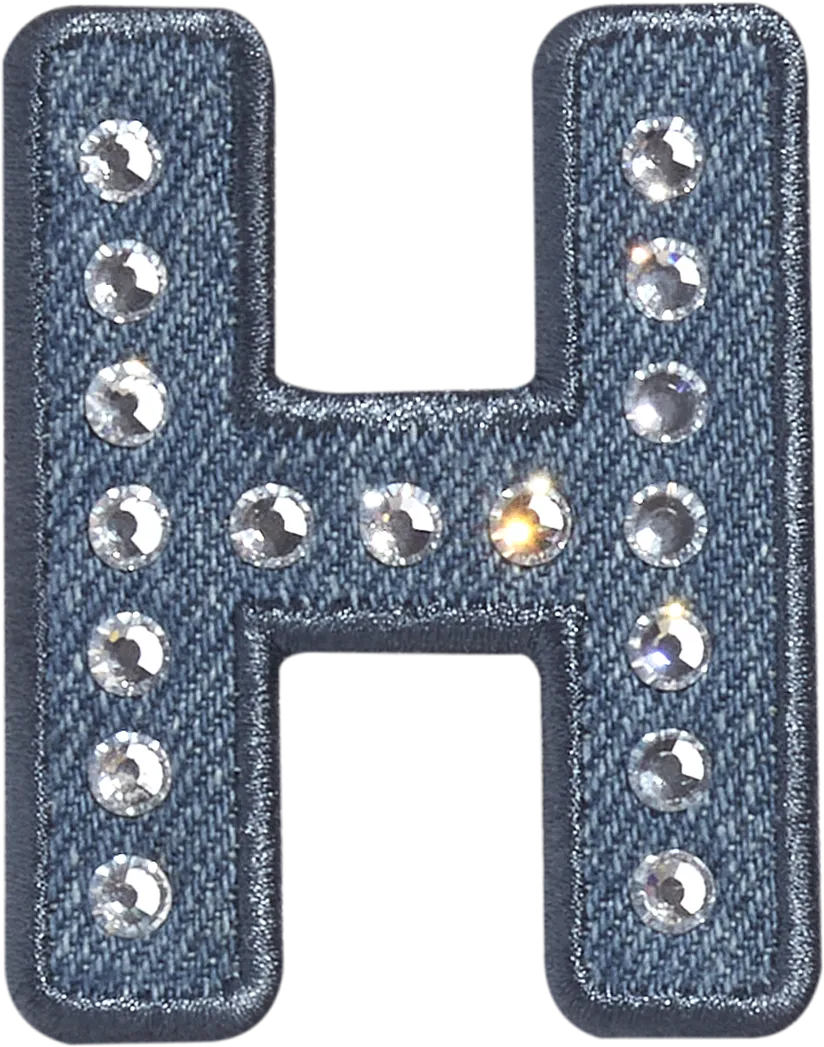 Denim Rhinestone Letter Patch