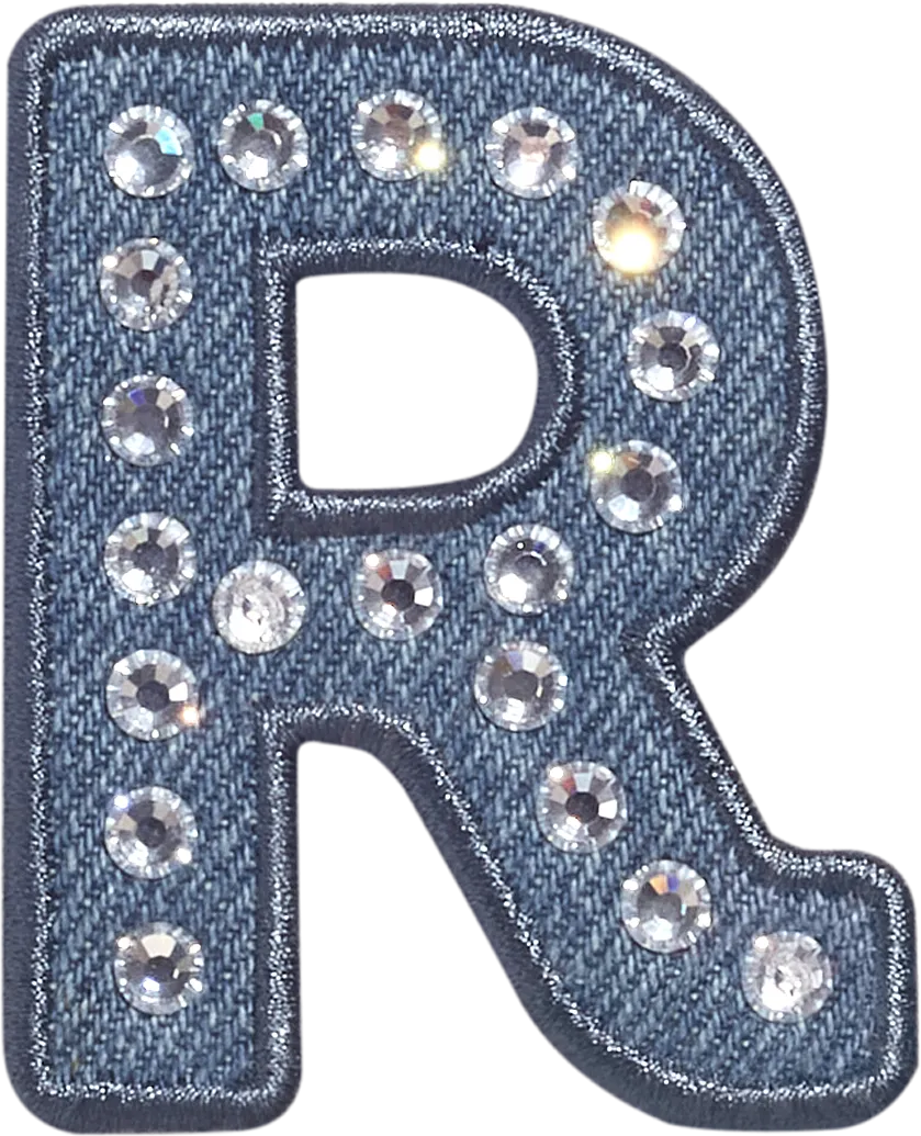 Denim Rhinestone Letter Patch