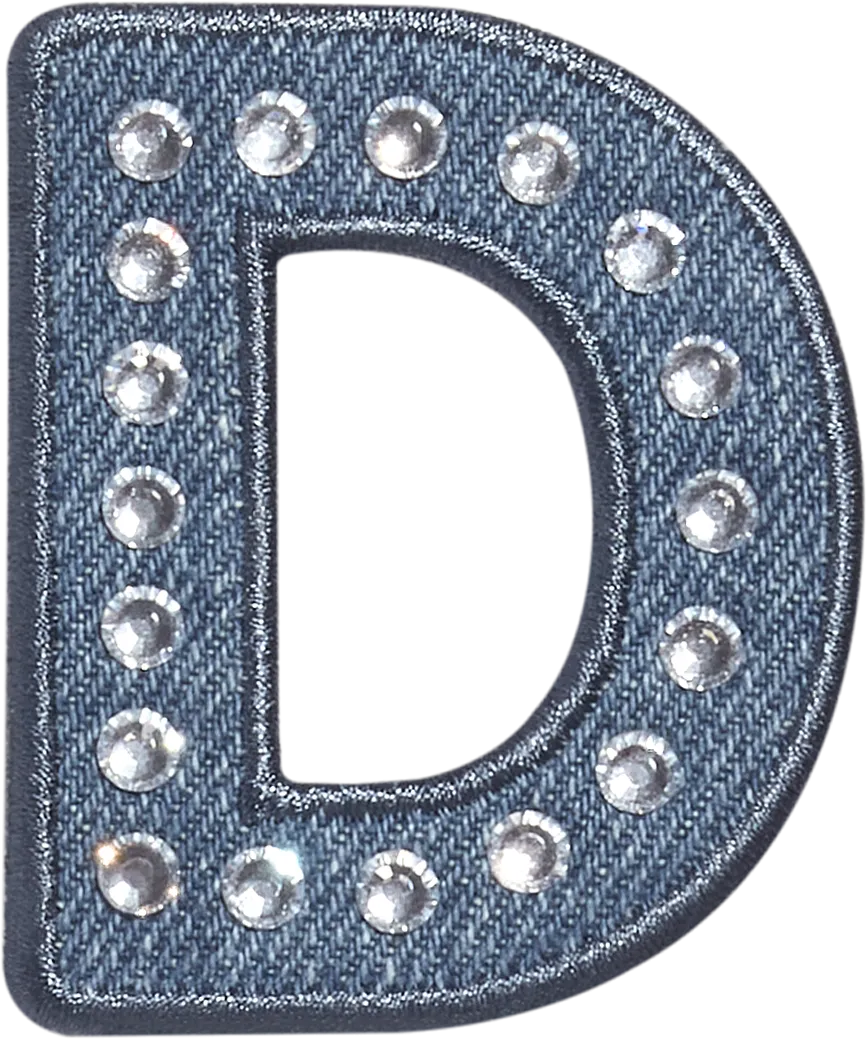 Denim Rhinestone Letter Patch