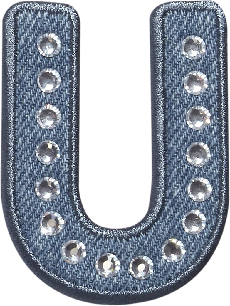 Denim Rhinestone Letter Patch