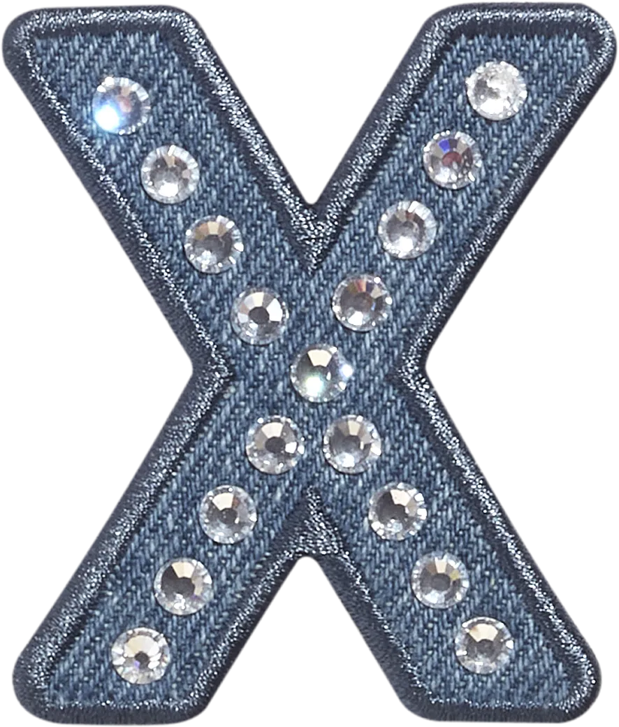 Denim Rhinestone Letter Patch