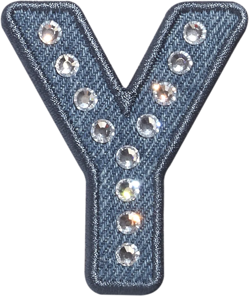 Denim Rhinestone Letter Patch