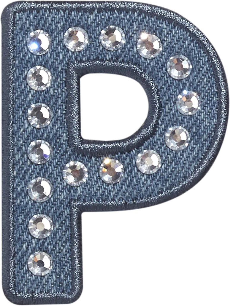 Denim Rhinestone Letter Patch