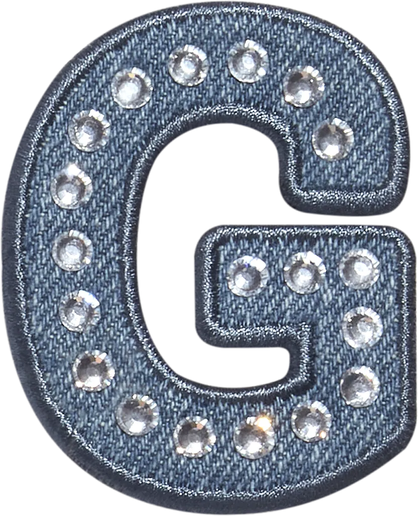 Denim Rhinestone Letter Patch