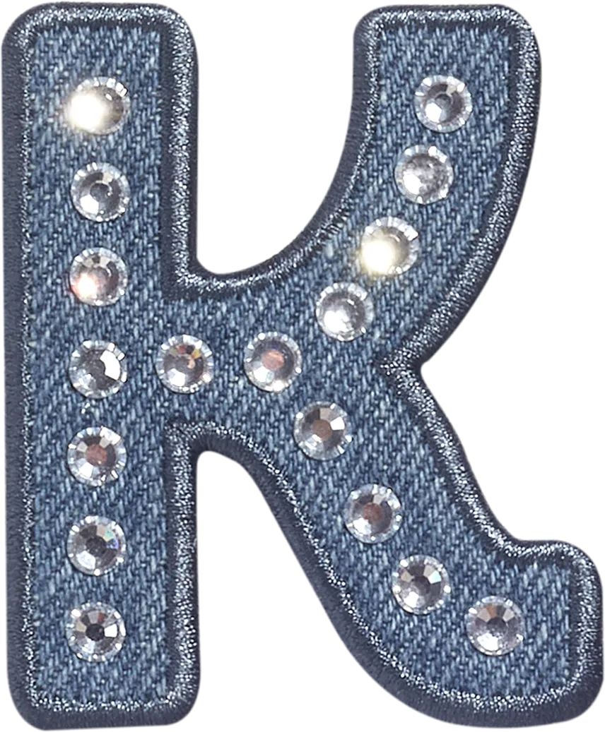 Denim Rhinestone Letter Patch
