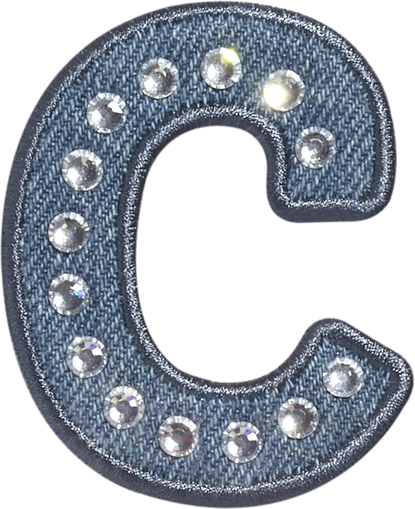 Denim Rhinestone Letter Patch