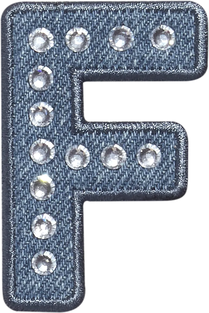 Denim Rhinestone Letter Patch
