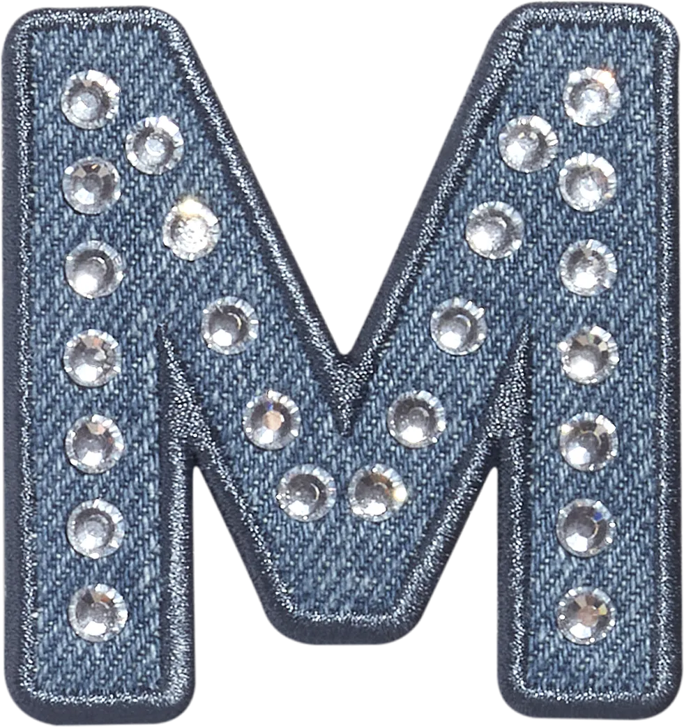 Denim Rhinestone Letter Patch