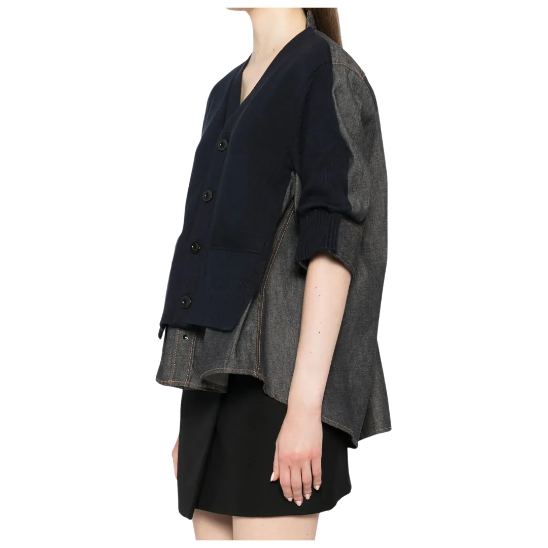 Denim x Knit Cardigan
