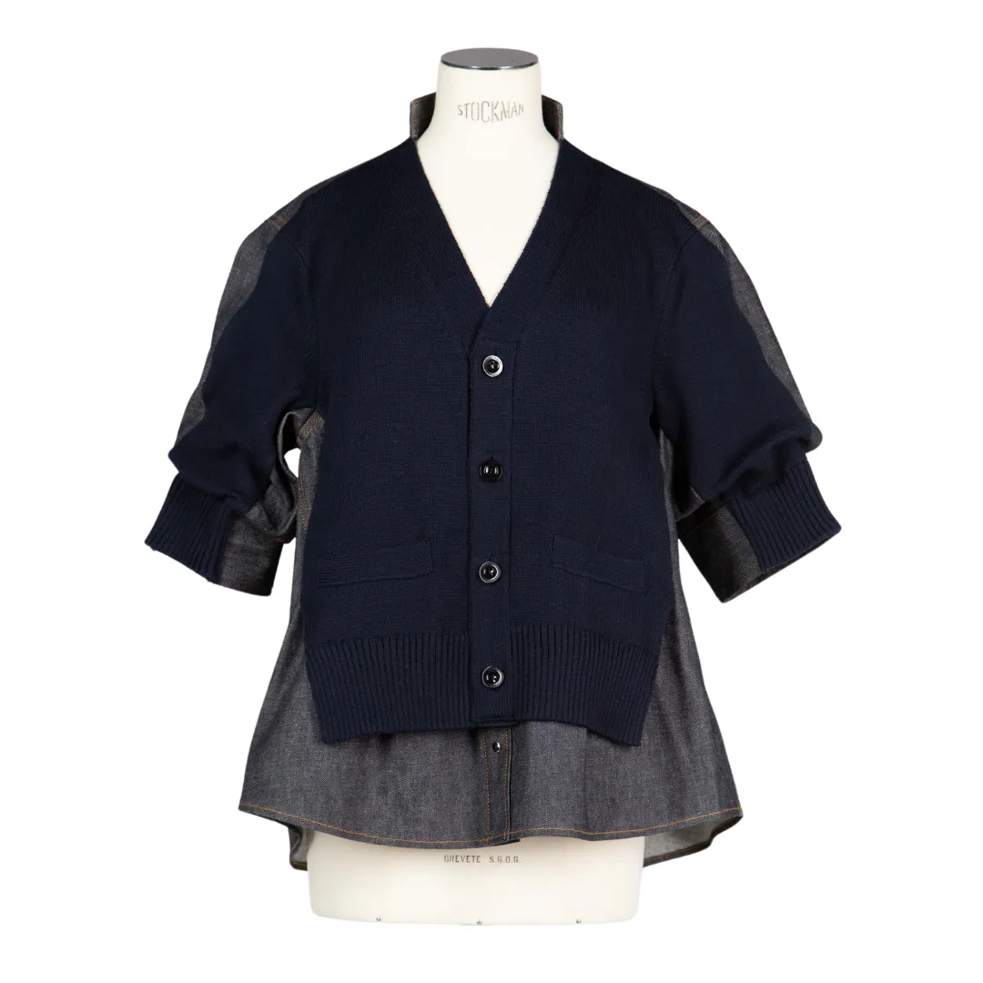 Denim x Knit Cardigan