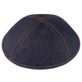 Denim Yarmulke with Camel Stitching