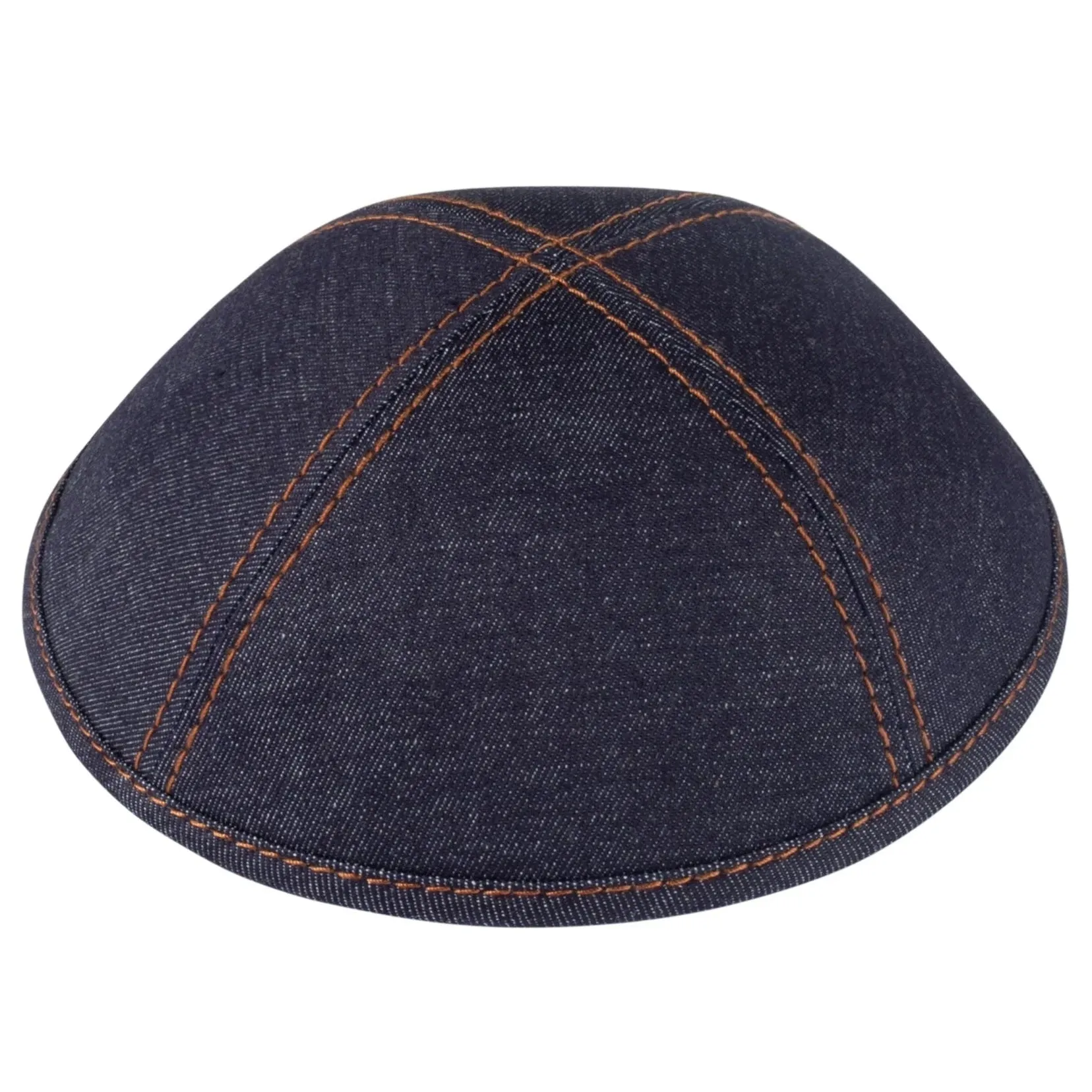Denim Yarmulke with Camel Stitching