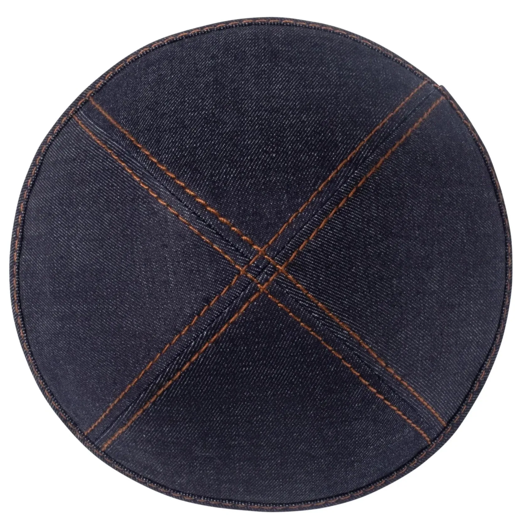 Denim Yarmulke with Camel Stitching