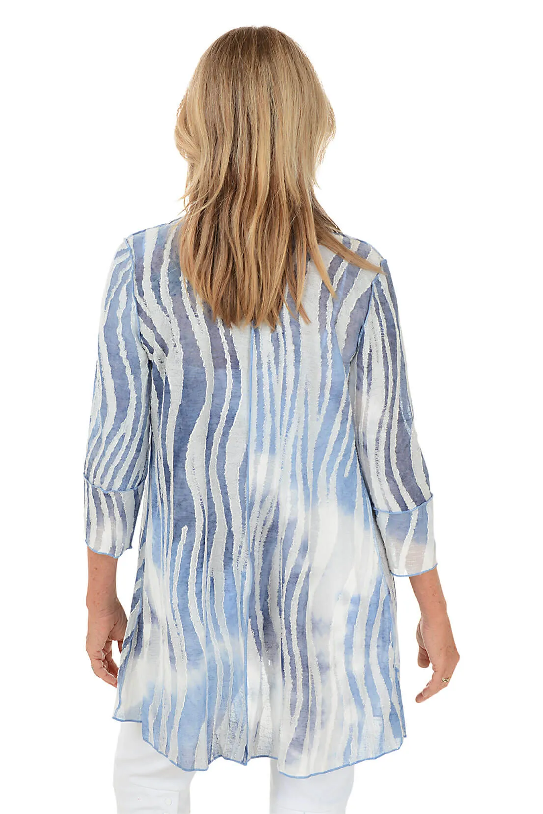 Denim Zebra Stripe Textured Cardigan