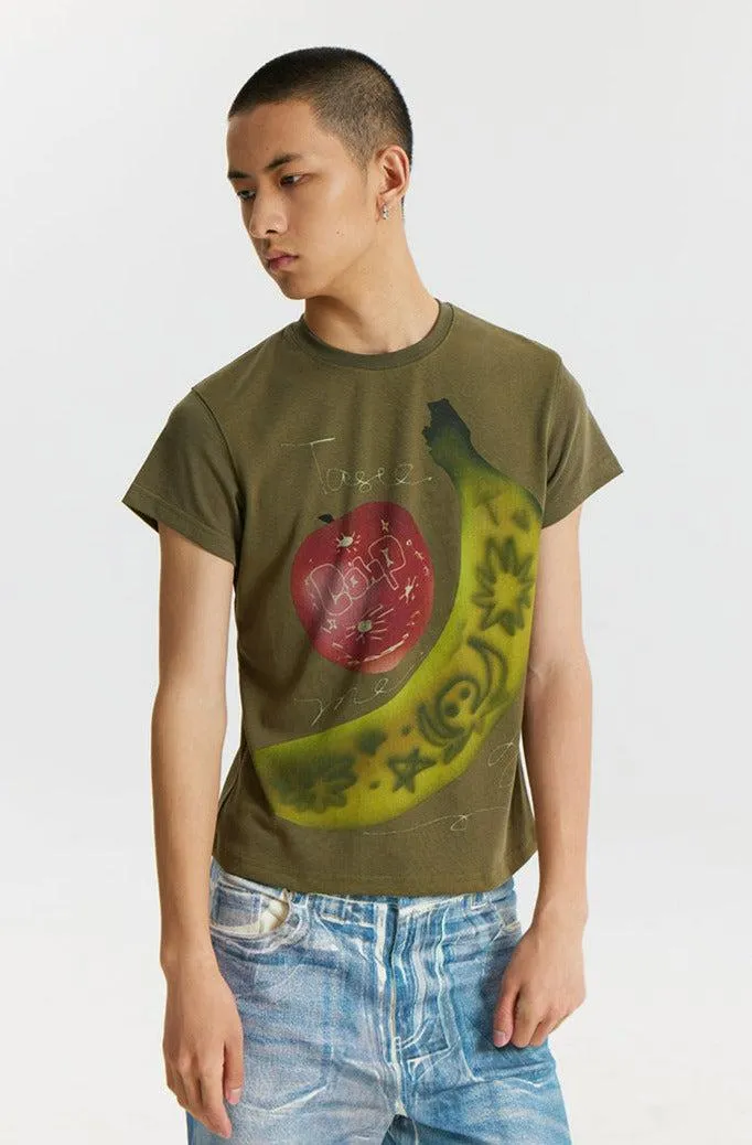 Doodle Fruits Graphic Slim Fit T-Shirt