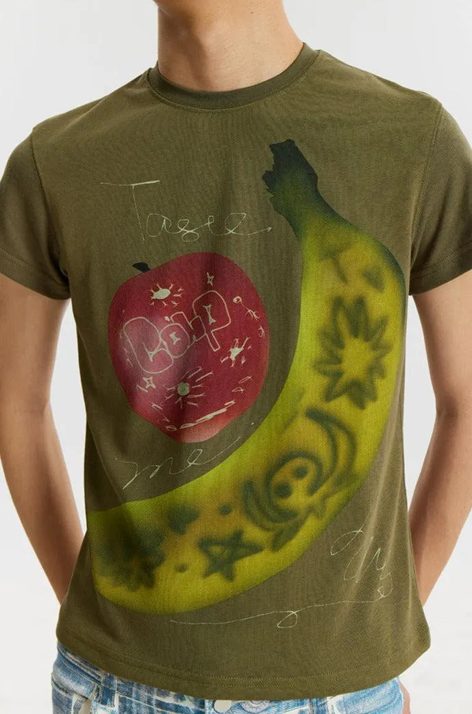 Doodle Fruits Graphic Slim Fit T-Shirt