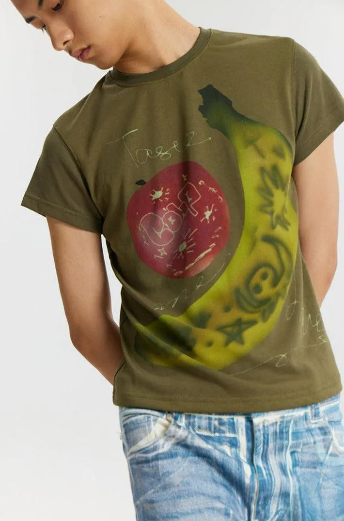 Doodle Fruits Graphic Slim Fit T-Shirt