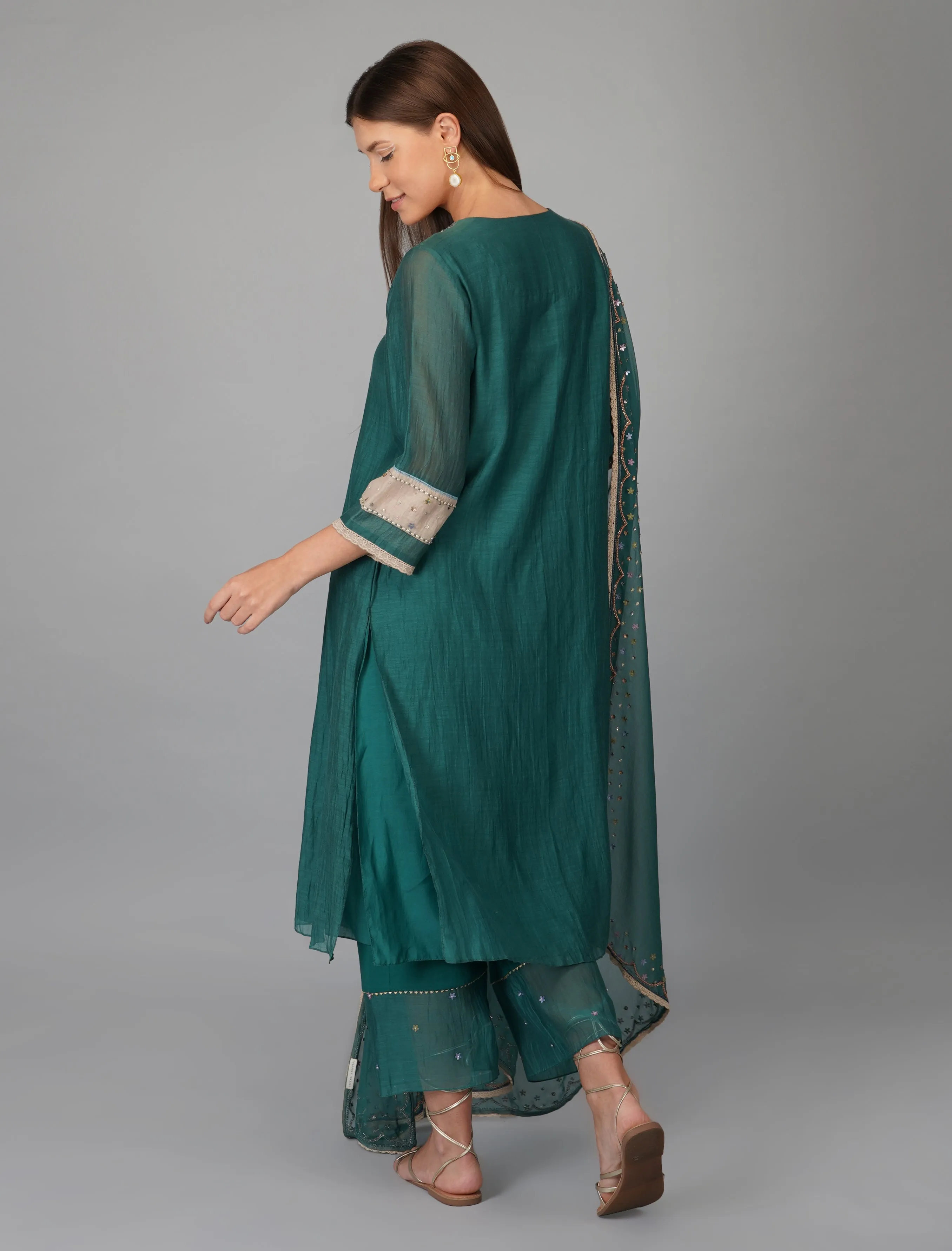 EGYPTIAN FLOWER GREEN SUIT SET