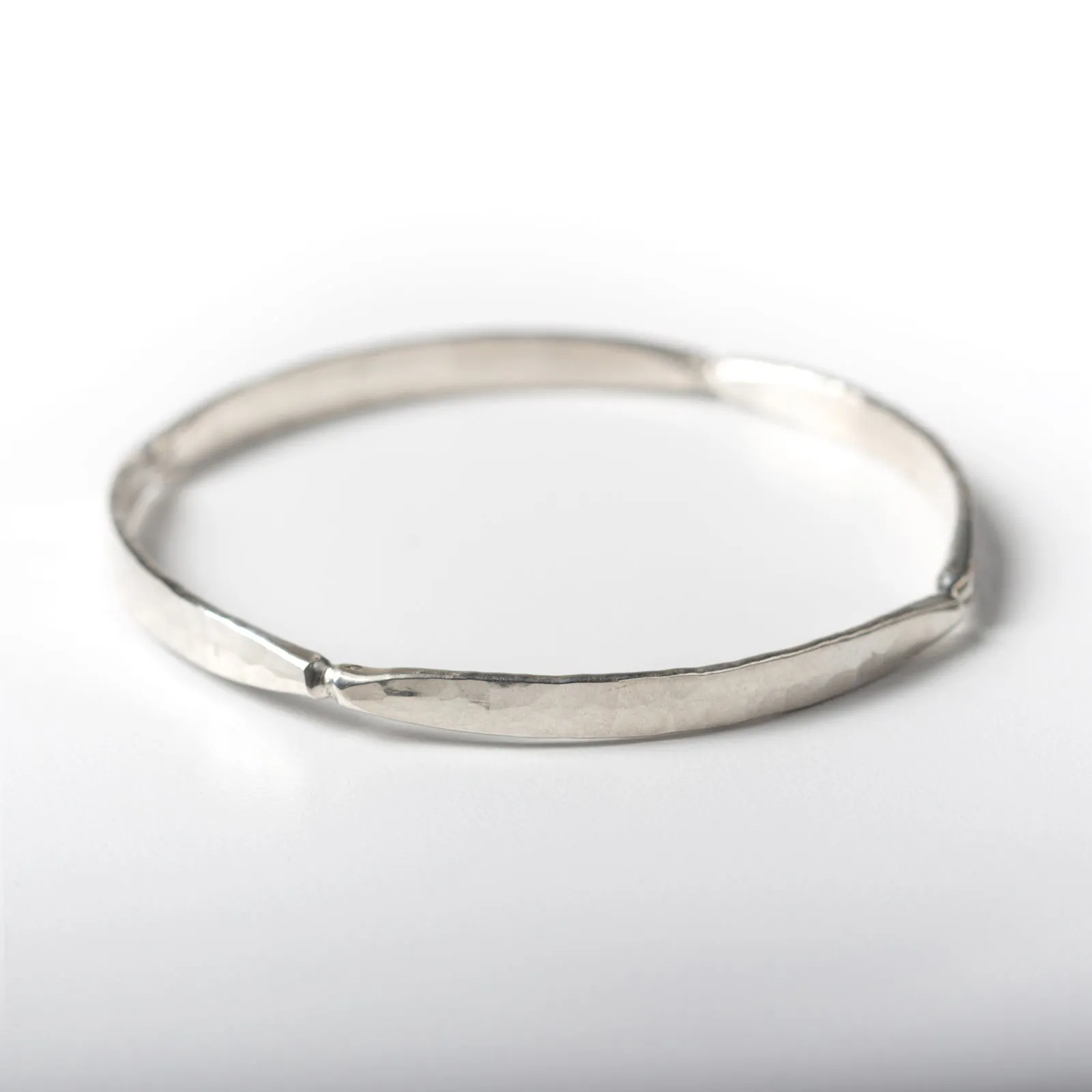 Forged Four Sided Silver Bangle