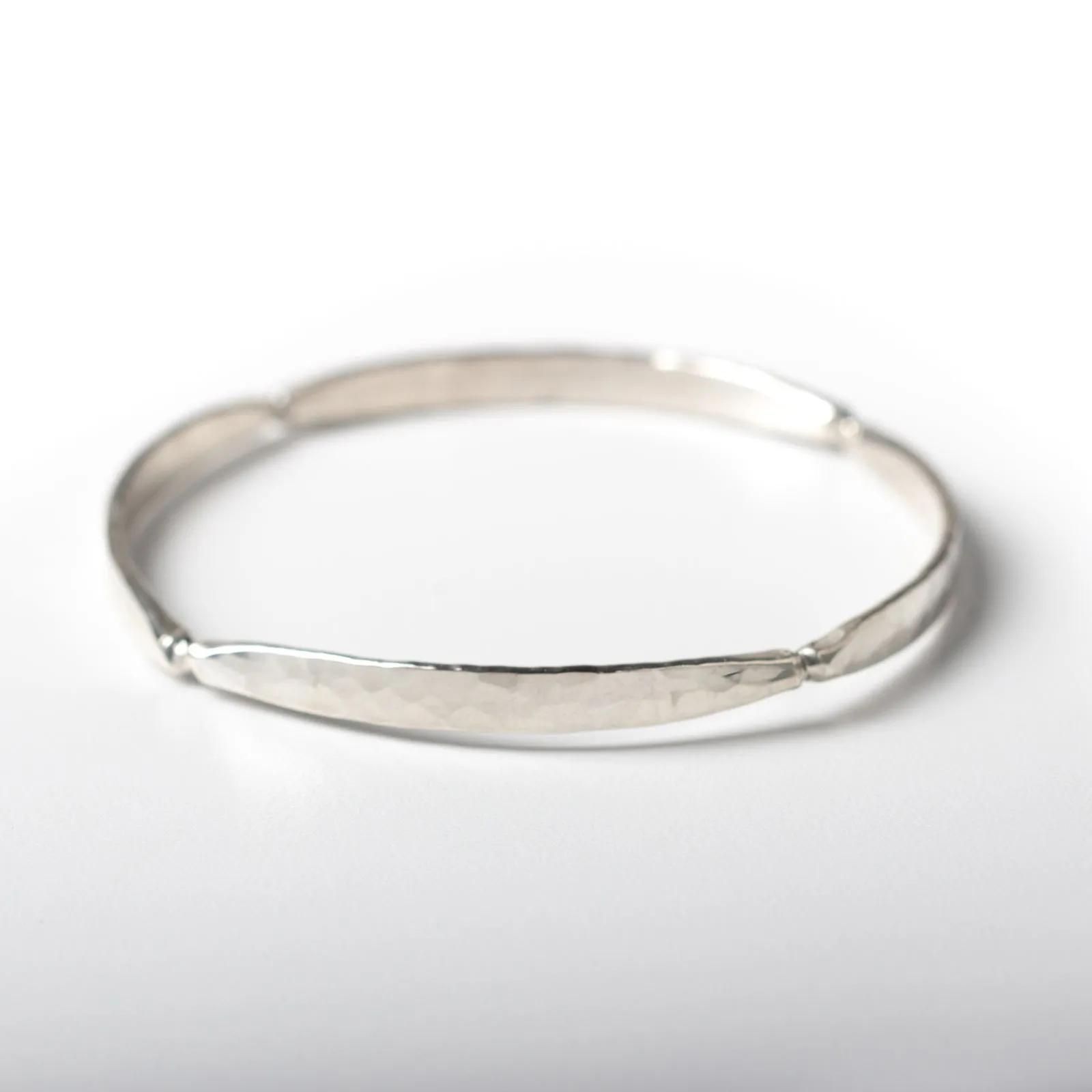 Forged Four Sided Silver Bangle