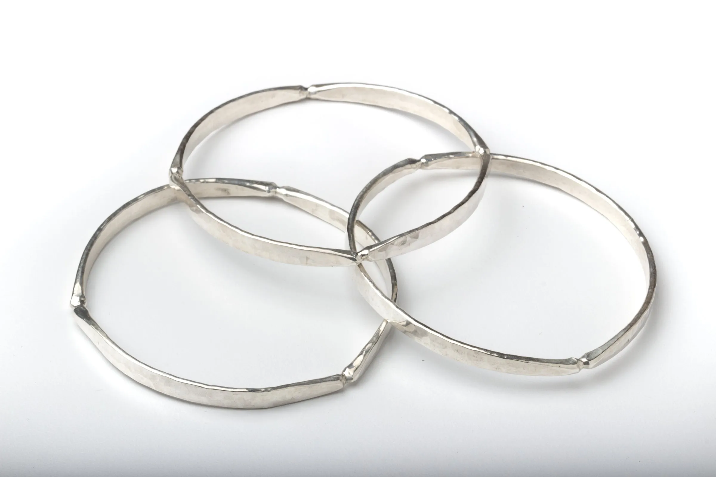 Forged Four Sided Silver Bangle
