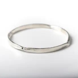 Forged Four Sided Silver Bangle
