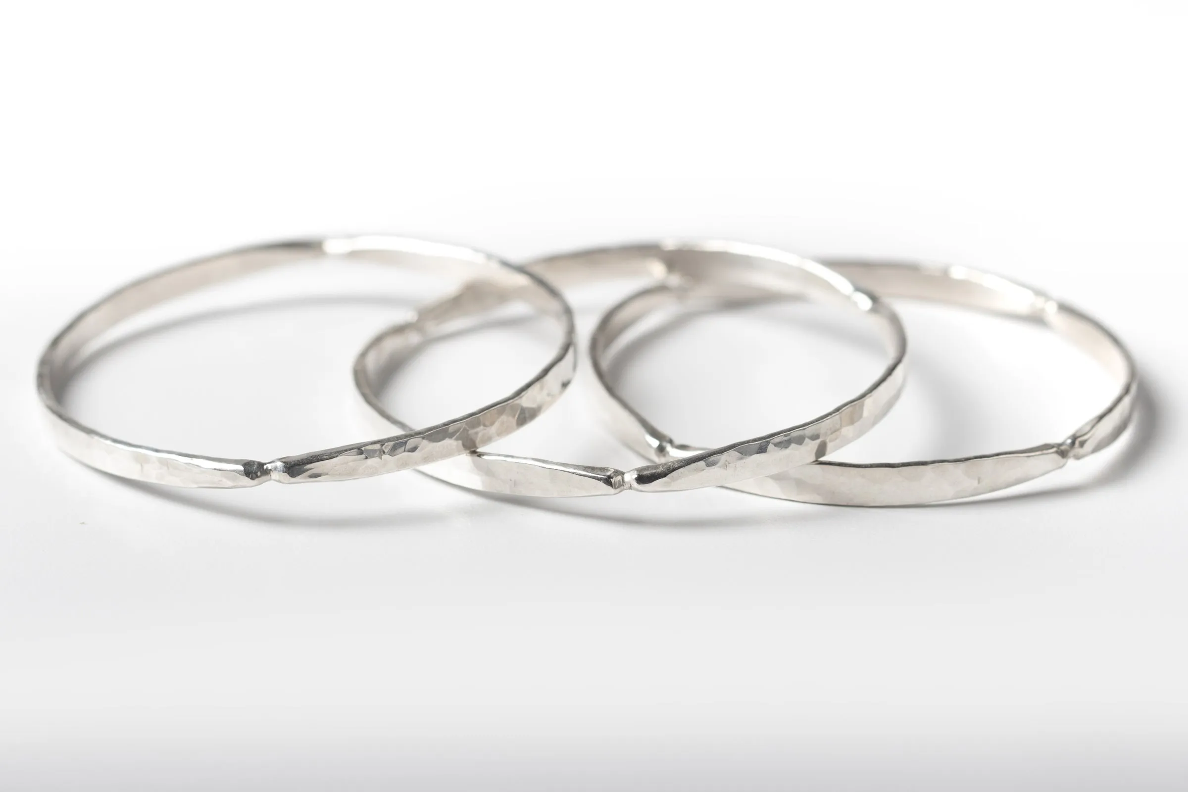 Forged Four Sided Silver Bangle