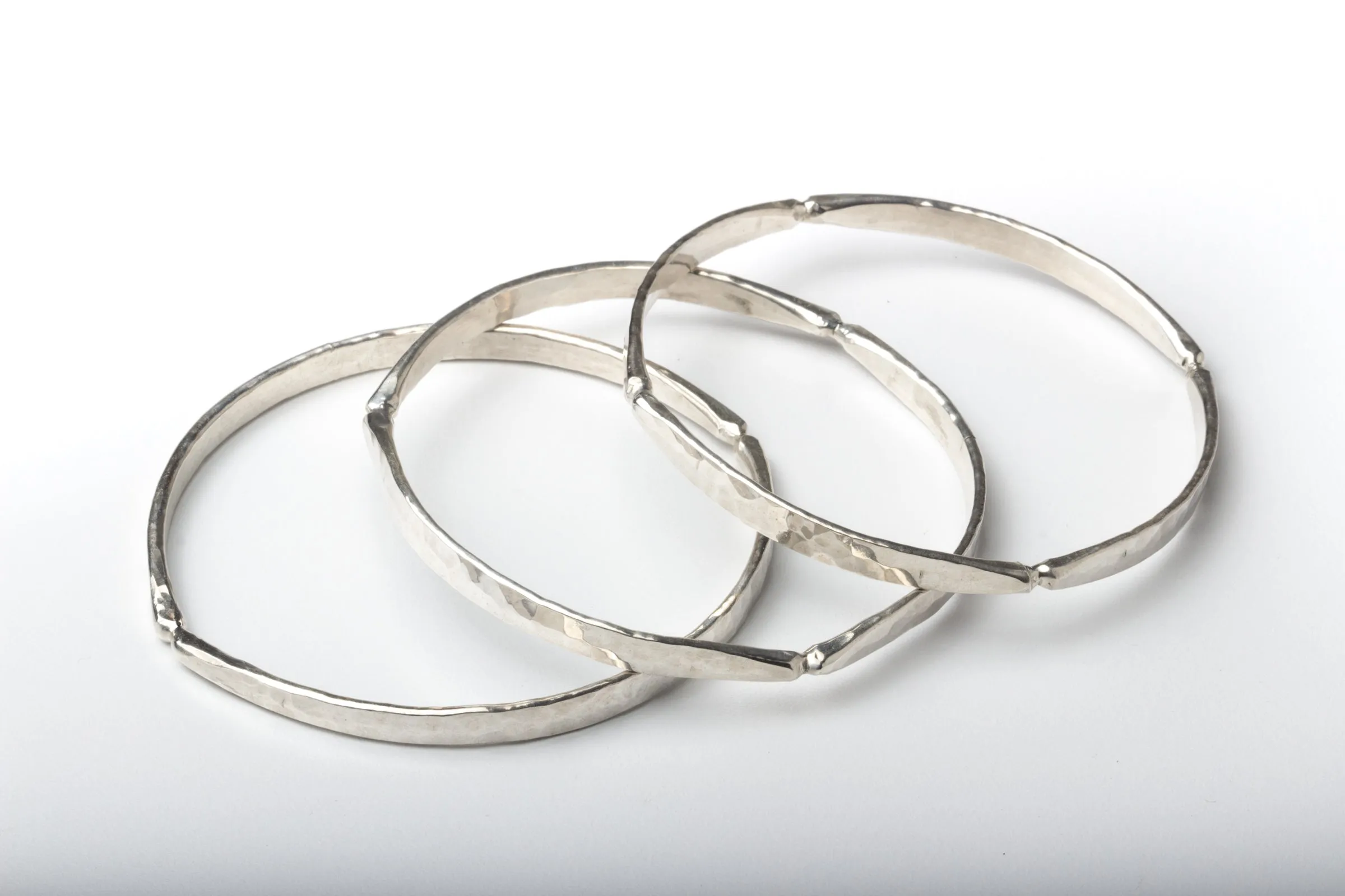 Forged Four Sided Silver Bangle