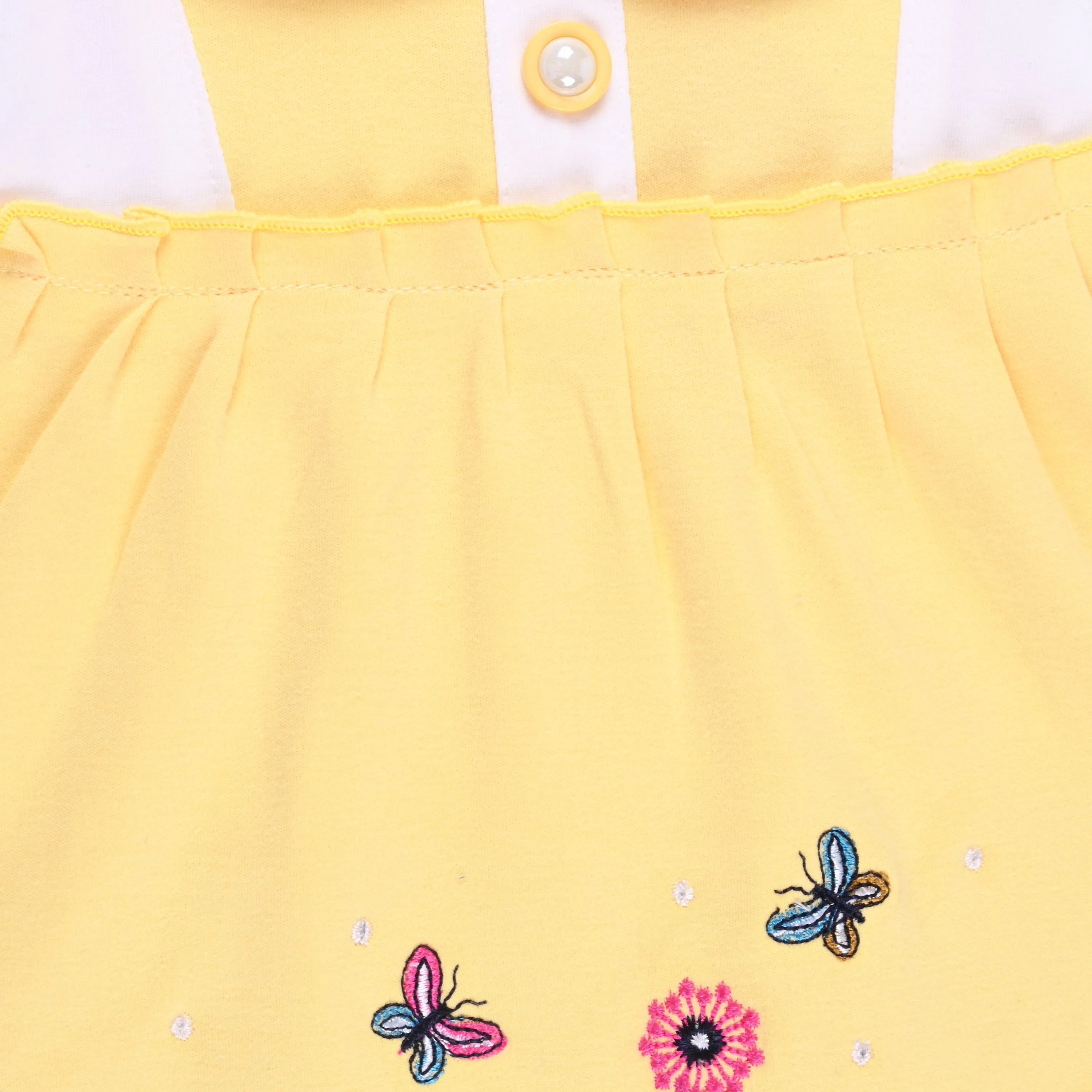 Girls Embroider Cotton A-Line short sleeve frock