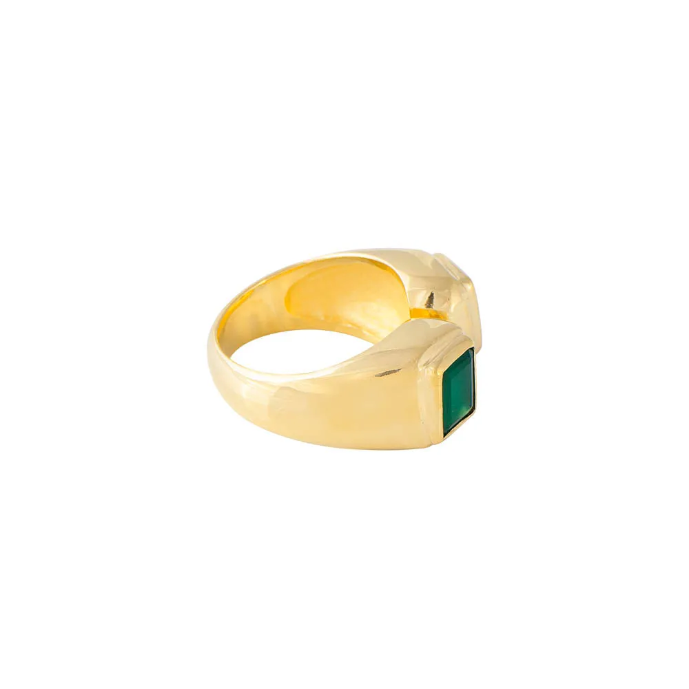 GREEN AGATE ROSE QUARTZ RING