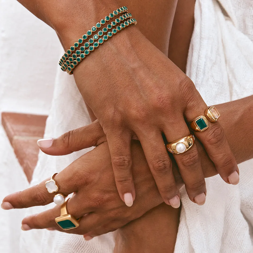 GREEN AGATE ROSE QUARTZ RING