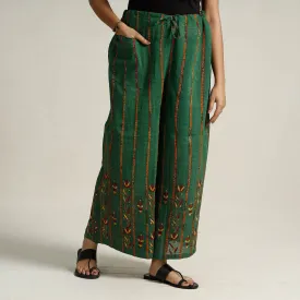 Green - Bengal Khesh Weaving Kantha Embroidery Cotton Palazzo 91