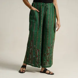 Green - Bengal Khesh Weaving Kantha Embroidery Cotton Palazzo 95