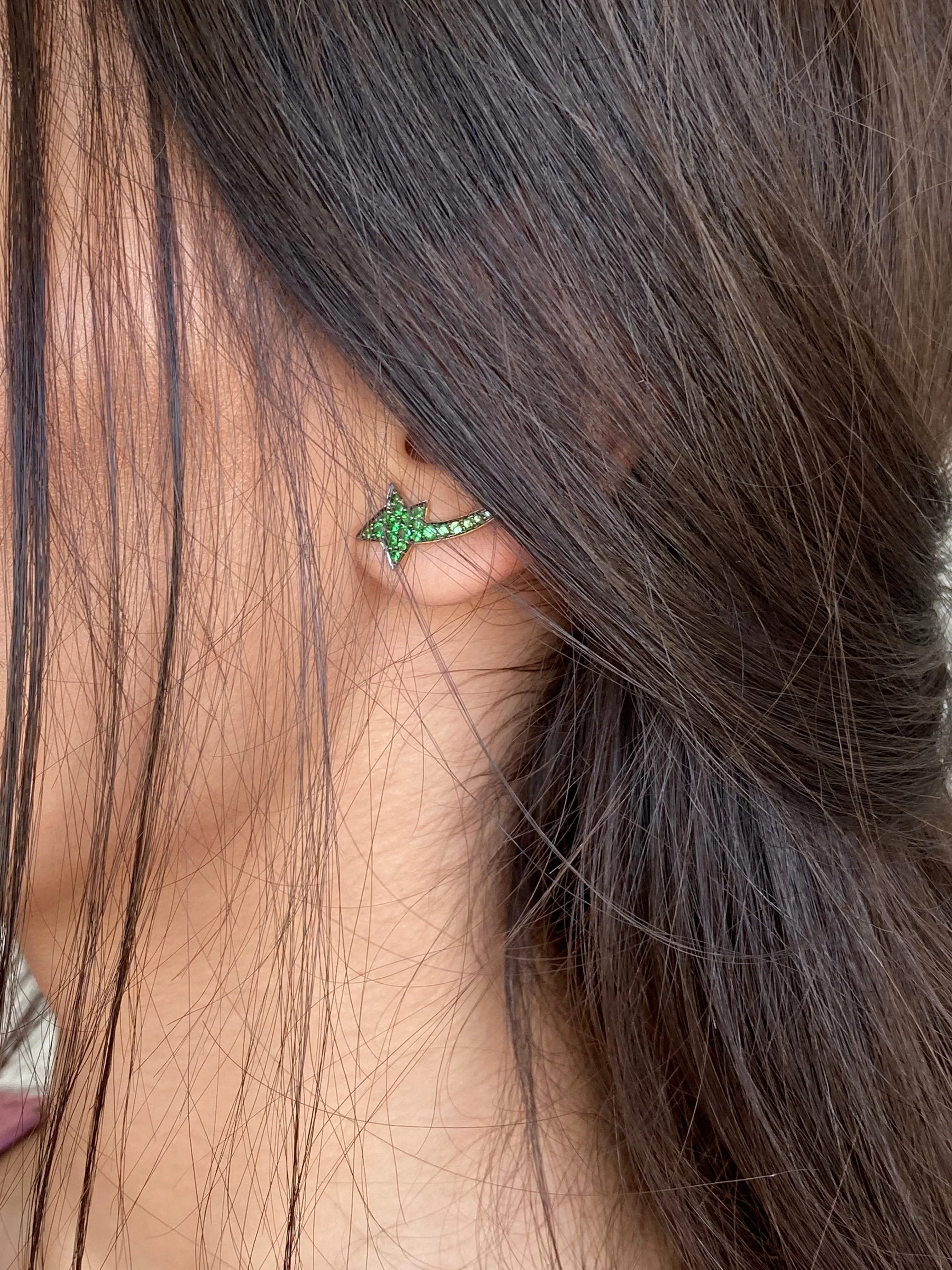 Green Garnets Star Earrings