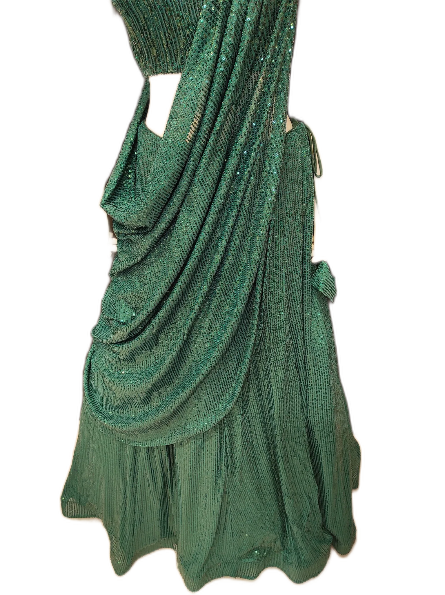 Green Net Sequins Lehenga Choli