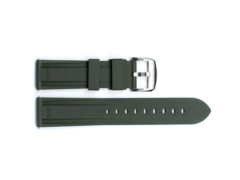 Green Satin Steel Buckle Rubber Strap