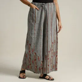 Grey - Bengal Khesh Weaving Kantha Embroidery Cotton Palazzo 58