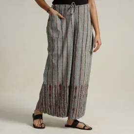 Grey - Bengal Khesh Weaving Kantha Embroidery Cotton Palazzo 59