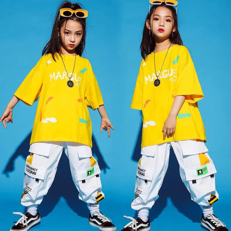 #HH449 Cool Hip Hop Outfits -Tshirt -Cargo Pants - Dance Wear -Costumes For Boys Girls